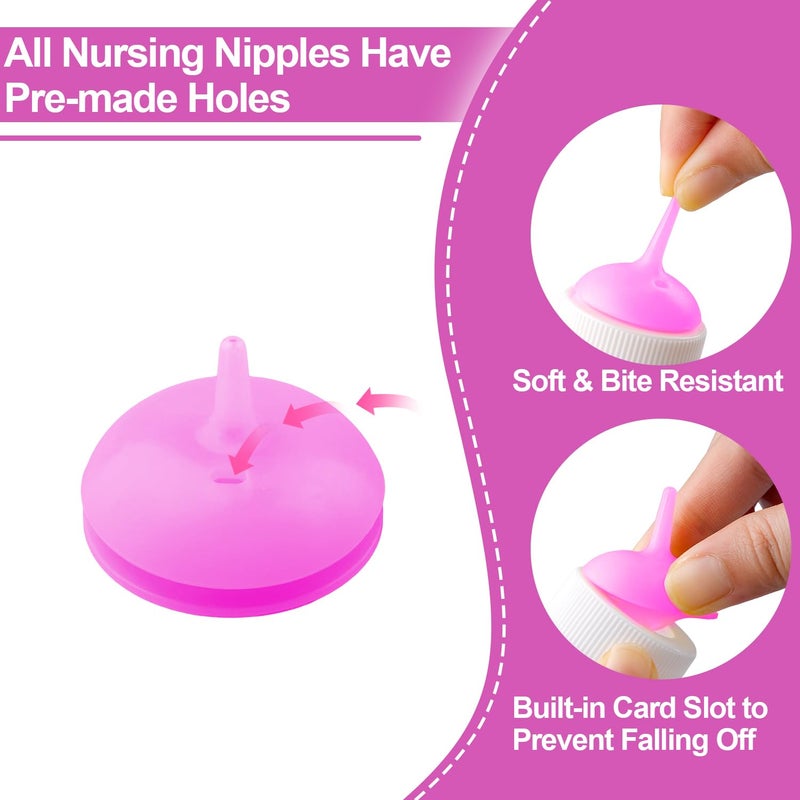 Xuanda Pet Feeding Nipple with Syringe, Soft Silicone Nursing Pet Feeding Bottle, Ventilation Valve Resistant Tearing for Puppies, Kittens, Rabbit, Small Wildlife (M Nipple,Pink) - Image 3